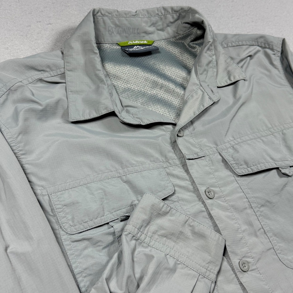 Kathmandu Mens‎ Grey Long Sleeve Button Up Hiking Travel Shirt Size M